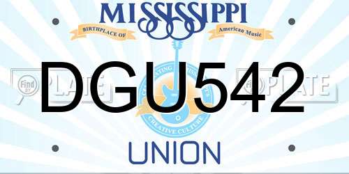 DGU542 Mississippi License Plate