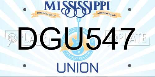 DGU547 Mississippi License Plate