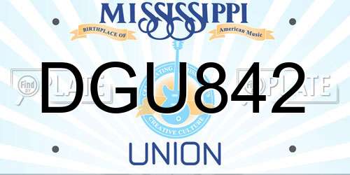 DGU842 Mississippi License Plate