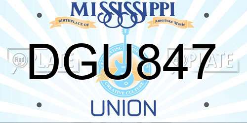 DGU847 Mississippi License Plate