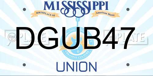 DGUB47 Mississippi License Plate