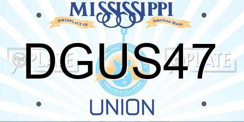 DGUS47 Mississippi License Plate