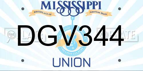 DGV344 Mississippi License Plate