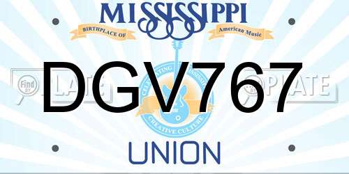 DGV767 Mississippi License Plate