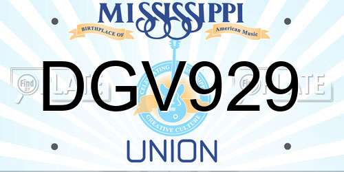 DGV929 Mississippi License Plate