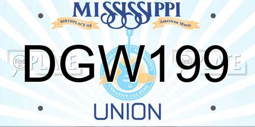 DGW199 Mississippi License Plate