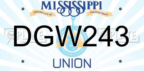 DGW243 Mississippi License Plate