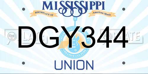 DGY344 Mississippi License Plate
