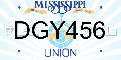 DGY456 Mississippi License Plate