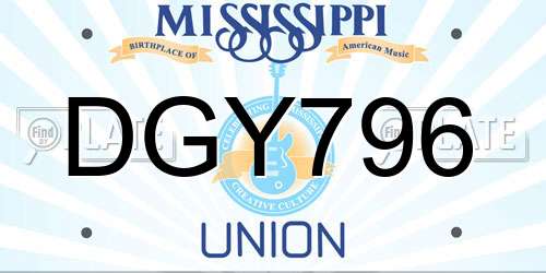 DGY796 Mississippi License Plate
