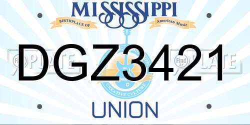 DGZ3421 Mississippi License Plate