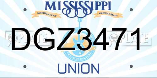 DGZ3471 Mississippi License Plate