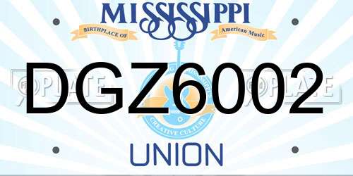 DGZ6002 Mississippi License Plate