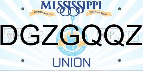 DGZGQQZ Mississippi License Plate