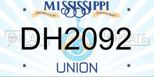 DH2092 Mississippi License Plate