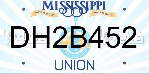 DH2B452 Mississippi License Plate