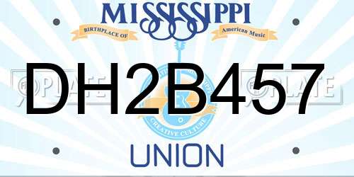DH2B457 Mississippi License Plate