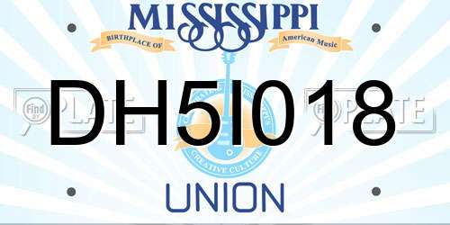 DH5I018 Mississippi License Plate
