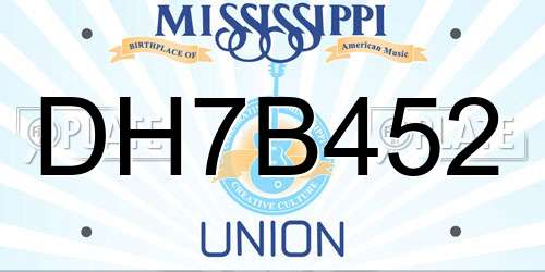 DH7B452 Mississippi License Plate