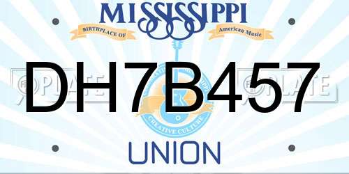 DH7B457 Mississippi License Plate