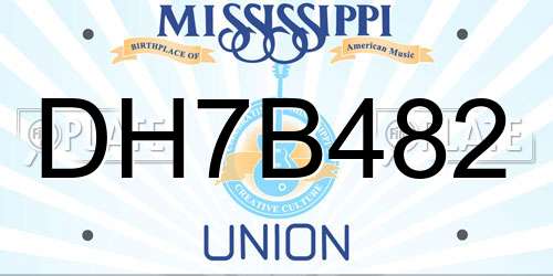 DH7B482 Mississippi License Plate