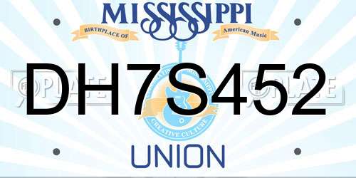 DH7S452 Mississippi License Plate