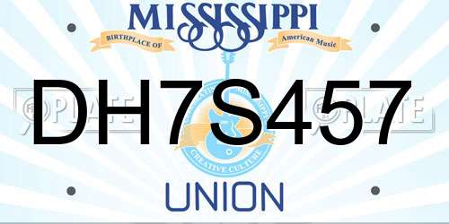 DH7S457 Mississippi License Plate