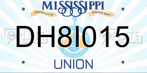 DH8I015 Mississippi License Plate