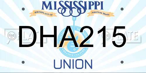 DHA215 Mississippi License Plate