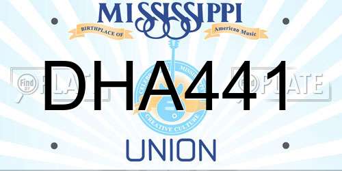 DHA441 Mississippi License Plate