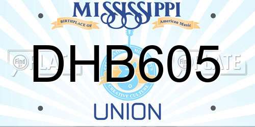 DHB605 Mississippi License Plate
