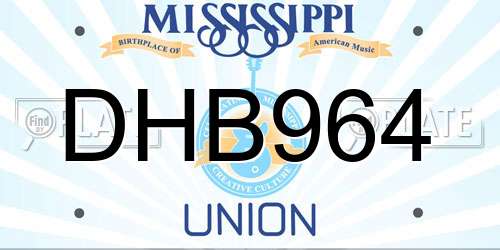 DHB964 Mississippi License Plate