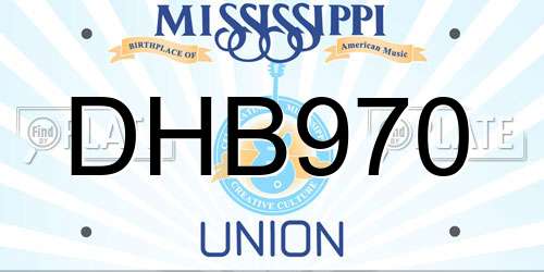 DHB970 Mississippi License Plate