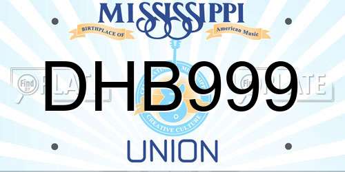 DHB999 Mississippi License Plate