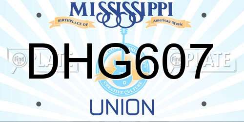 DHG607 Mississippi License Plate