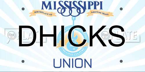 DHICKS Mississippi License Plate