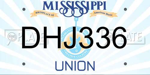 DHJ336 Mississippi License Plate