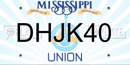 DHJK40 Mississippi License Plate