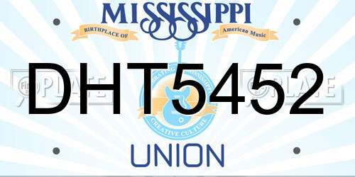 DHT5452 Mississippi License Plate