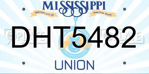 DHT5482 Mississippi License Plate