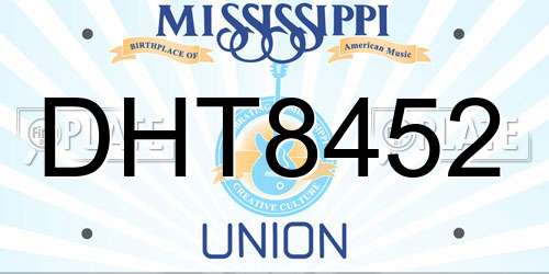 DHT8452 Mississippi License Plate