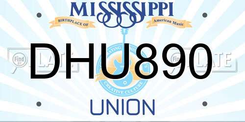 DHU890 Mississippi License Plate