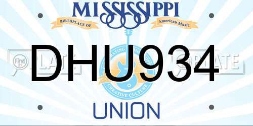 DHU934 Mississippi License Plate
