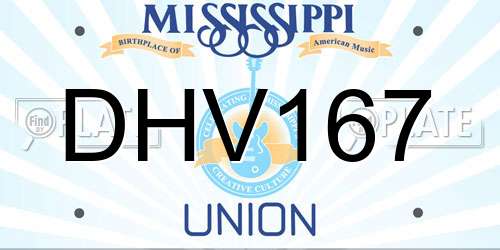 DHV167 Mississippi License Plate