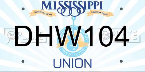 DHW104 Mississippi License Plate
