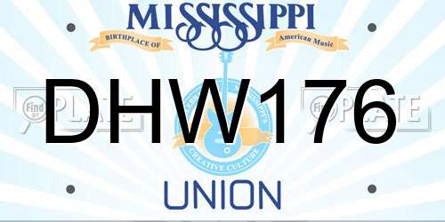 DHW176 Mississippi License Plate