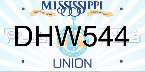 DHW544 Mississippi License Plate