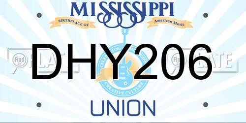 DHY206 Mississippi License Plate