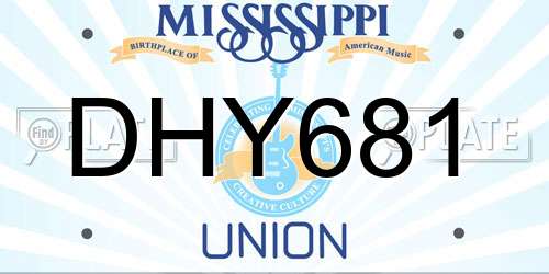 DHY681 Mississippi License Plate