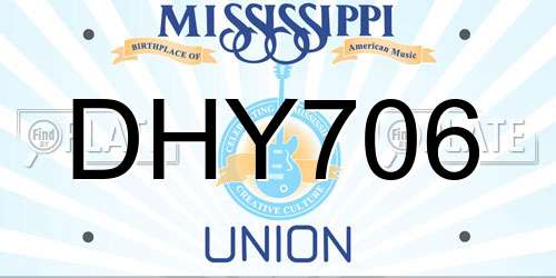 DHY706 Mississippi License Plate
